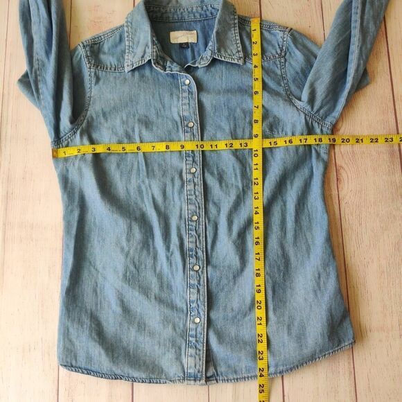 Universal Thread chambray snap button cotton shirt sz S - Picture 5 of 6